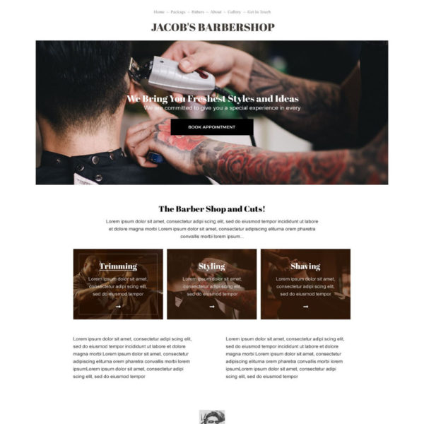 Barber Shop Bootstrap Responsive Landing Page Template